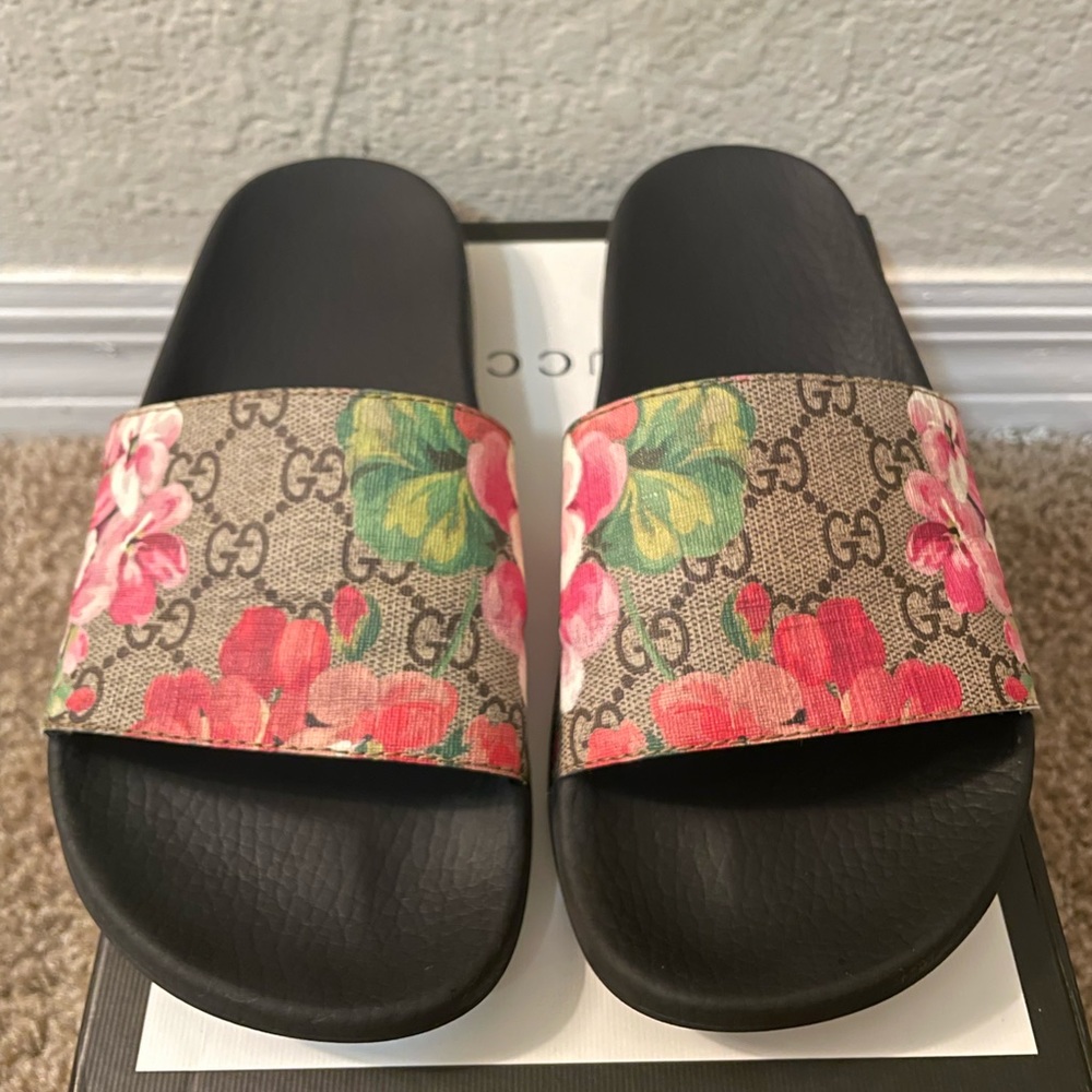 GG Blooms Supreme floral slide sandal